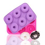 2-Pack Donut Pan Set, DesignerBox Silicone Doughnuts Tin Baking Tray Maker Pan, Non-Stick Cake Mold, Easy to Bake Full Size Perfect Shaped Donuts to Sweeten Your "Hole" Day (Light Purple & Rose red)