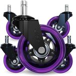 The Office Oasis Original Roller Style Office Chair Wheels (As Seen On PBS) - Smooth & Quiet Casters - Safe for Hardwood Floors & Carpet - Easy Installation with Universal Fit - Set of 5 - Purple