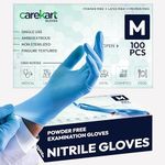 CAREKART Powder Free Nitrile Gloves, Food Grade, Non Tearable, Made In Malaysia (Medium, Blue, Pack of 100)