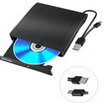 wintale External Bluray DVD Drive,Portable 3D Blu-ray External DVD Drive with USB 3.0 and Type-C Dual Port, External Blu Ray Player Suitable for Windows XP/7/8/10/11 MacOS for PC Mac