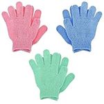 Sibba 6Pcs Exfoliating Gloves Bamboo Exfoliator Mitt Body Scrub Exfoliating Washcloths Scrubbing Glove for Shower, Spa, Massage and Dead Skin Cell Remover Loofah (Green, blue, pink)