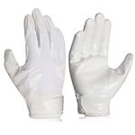 RIGWARL Sports Youth Football Receiver Gloves, Adult Football Gloves Pair with Super Tacky Grip Silicone Palm for Ultimate Experience (White, Large)