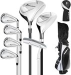 8 Pieces Complete Golf Club Set for Men Left or Right Handed – Mens Golf Clubs Full Set with Fairway Wood, Hybrid, Irons, Putter & Lightweight Bag – Beginner Friendly,Black,Right