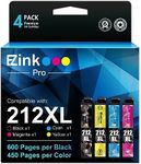 E-Z Ink Pro Remanufactured Ink Cartridges Replacement for Epson T212XL T212 212XL 212 XL to use with WF-2830 WF-2850 XP-4100 XP-4105 Printer (1 Black, 1 Cyan, 1 Magenta, 1 Yellow) 4 Pack