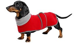 Geyecete dachshund coat with Warm Thermal Quilted, Dog miniature dachshund coats with Warm Fleece Lining, Outdoor Dog Apparel with Adjustable Bands-Red-M