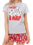 Disney Pyjamas Womens | 101 Dalmatians Short Pjs for Women Sets | Women's Nightwear Grey Size Medium