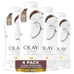 Olay Ultra Moisture Body Wash with Coconut Oil, 4 Count, 2.6 L Total (650 mL Each)