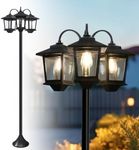 73"Solar Lamp Post Light, 60Lm Solar Outdoor Lights Post Waterproof, Triple-Head Pole Lights Outdoor Floor Lamp Vintage for Patio, Backyard, Warm White Decorative Solar Light post, Replaceable Bulb