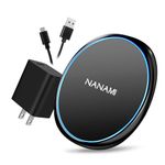 NANAMI 10W Fast Wireless Charger, Qi Charging Pad with Adapter for iPhone 15 Pro Max/14 Plus/13/12 Mini/11/XS/XR/X/8, Airpods Pro/3, for Samsung S24 Ultra/S23/S22/S21/S20 fe/S10+,Note 20,Pixel 6/5,LG