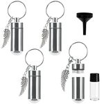 Belle Vous Silver Cremation/Funeral Keepsake Pendant (4 Pack) - 4.9cm / 1.93 inches - Aluminium Alloy Angel Wing Urn for Ashes - Jewellery Vial for Memorial Keychains/Necklaces