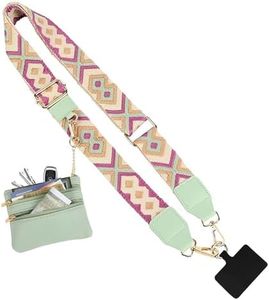 Phone Strap with Zippered Pouch,Zipper Pouch- Stylish Crossbody Adjustable Chain Lanyard with Leather Wallet,applicable to female male