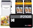 Imprimante photo portable KODAK Mini 2 Retro 4PASS (5,3 x 8,6 cm) + paquet de 68 feuilles, noir