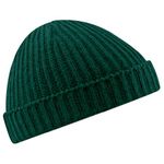 Beechfield Unisex Retro Trawler Winter Beanie Hat Baseball Cap, Green (Bottle Green 000), One (Size:One Size)