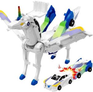 Intoypad Magical Collision Transforming Unicorn Car Toy for Kids Toddlers 3-5 5-7 | Magnetic Cars Deformation Robot Unicorn Toys | Christmas Birthday Gift for Boys and Girls(Blue)