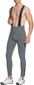 baleaf Men's Winter Cycling Bib Pants 4D Padded Thermal Water Resistant Bike Tights Cold Weather Warm Pockets Grey M