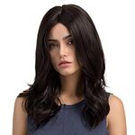 D-DIVINE Women Synthetic Artificial Full Head Hair Wig Cosplay Long Curly Wavy NO Bangs Natural brown Wigs Costume Fancy, Pack of 1, Brown