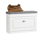 SoBuy Hallway Shoe Bench Shoe Rack Shoe Cabinet with Seat Cushion and Flip-drawer White W75 x D24 x H51cm FSR82-L-W