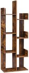 VASAGLE Bookcase, Tree-Shaped Bookshelf with 8 Storage Shelves, Rounded Corners, 19.7 x 9.8 x 55.1 Inches, Rustic Brown ULBC66BXV1