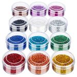 12 Pots Extra Fine Glitter, FANDAMEI Acrylic Nail Glitter, Fine Glitter for Arts & Crafts, Cosmetic Glitter Powder for Face, Body, Eye, Hair, Nail Art, Lips, Card Making, Crafting, Scrapbooking,Bright