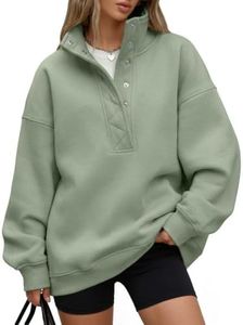 Trendy Queen Womens Oversized Sweatshirts with Snap Button Henley Collar