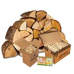 50kg Fire Starter Kit, Kiln Dried Logs For Wood Burners, Stoves & Fireplaces, Kiln Dried Kindling, Natural Firelighters, Matches, Sustainably Sourced Firewood, Logs for Wood Burner