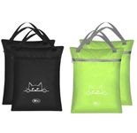 Lify 4Pcs Large (20’’ X 15” Inch) Travel Laundry Bag Water-Resistant Wet Dry Bag Washable Dirty Clothes Drawstring Bag Bathing Suit Workout Bag (Black(2Pcs)+ Florescent Green(2Pcs))