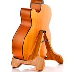 Miwayer Guitar Stand Real Bamboo A-Frame Folding Thickened Universal, With Soft Leather Protection, Safe Non-Slip Portable Stringed Instrument Stand, For Acoustic, Classical, Electric Guitar, Bass