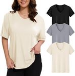 HLTPRO 3 Pack V Neck T Shirts for W