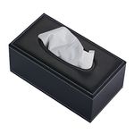 Oymlclivisa Leather Tissue Box Holder, Black Tissue Holder for Home Kitchen Office Car