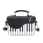 Piano Music Notes PU Leather Shoulder Tote Bag Purse Crossbody Handbag for Women Girls (Black)