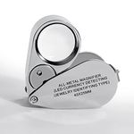 Eye Loupes Magnifier, Led Jewelry Magnifying Glasses Jewelers Loop, 40X Full Metal Best Magnifying Glass Folding UV Illuminated Magnifiers for Rocks,Coins, Stamps, Gardening, Kids, Hobbies, Close Wor