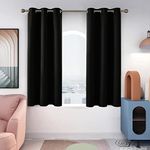 Deconovo Thermal Insulated Blackout Curtains Short, Grommet Room Darkening Curtain Panels for Windows 42x45 Inch Black 2 Panels