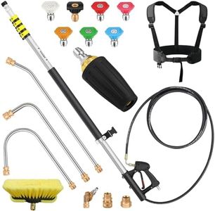 ExtraFein 24FT Gutter Cleaning Tools from The Ground, 2nd Story House Telescoping Pressure Washer Extension Wand, Solar Panel Cleaner Pole with Brush Head, 7 Nozzle Tips, 3 Adapters, Support Belt