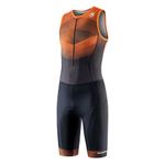 MY KILOMETRE Men’s Triathlon Suits Short Sleeveless Tri Suit Racing Triathlon Suit–Quick Dry,Zipper Pocket, Padded Black/Orange