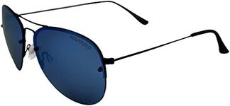 Epoch EyewearEmerson Motorcycle Riding Sunglasses Black Frame with Polarized Blue Mirror Lens