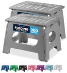 Handy Laundry Folding Lightweight Step Stool is Sturdy Enough to Support Adults and Safe Enough for Kids. Opens Easy with One Flip. Great for Kitchen, Bathroom or Bedroom. (Grey | 2-Pack)