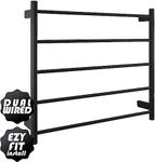 Aguzzo EZY FIT Heated Towel Rail - Round Tube - Dual Wired - (W750mm x H700mm) - Matte Black, Silver (AGZHTR-RND-750-0856-B)