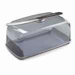 Nayasa Smart Butter Dish with Magnetic Butter Knife Holder & Side Section, Grey