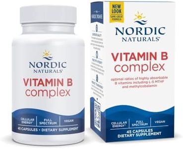 Nordic Naturals Vitamin B Complex - 45 Capsules Thiamine, Riboflavin, Niacin, B6 & B12, Folate, Biotin, Pantothenic Acid Heart Brain Health, Energy, Metabolism Non-GMO Servings