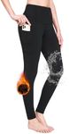 BALEAF Fleece Lined Leggings Women Winter Thermal Warm Yoga Pants High Waisted with Drawstring Pockets Water Resistant Black L