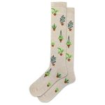 Hot Sox Women's Fun Compression Knee High Socks-1 Pair Pack-Cool & Cute Athletic Gifts, Plants (Natural Melange), 4-10