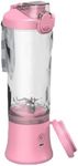 Meichoon Electric Blender Portable Personal Size Juice Cup 600ml/21oz Sipping Spout 6-Blade for Shakes Nuts Juices Vegetables LB34 Pink