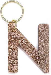 Lucky Feather N initial keychain | Christmas Stocking Stuffers for Women | Glitter key chain| letter N keychain great purse charms for Key Handbag Backpack Bag, Trendy Gift | llaveros para mujer