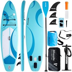 Paddle board, 11’x 35" x 6" Ultra-Wide Inflatable Paddle Board for Adults, SUP Board with Backpack, Waterproof Storage Bag, Hand Pump, Waterproof Phone Case Repair Kit for Yoga, Fishing, Surfing
