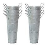 Notakia Galvanized Metal Vases Farmhouse French Flower Bucket Vases for Cut Flowers for Home Decor and Wedding Table Centerpiece Decorations (Silver Set of 8)