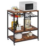 SogesHome 31.5 inches 4-Tier Kitchen Bakers Rack Utility Microwave Stand Kitchen Island Kitchen Cart, with Removable Tray, Universal Casters, NSDCA-YL-D5002