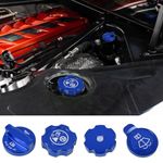 Xomzema 4Pcs Engine Oil Cap Brake Fluid Cap Wiper Washer Cap Radiator Cap Cover Trim Set, Aluminium Alloy Engine Oil Cap Cover Decorative Set Accessories for Corvette C8 Z51 Z06 2020-2023 (BLUE)