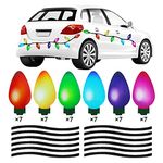 SCOOYEEES 70Pcs Christmas Reflective Car Refrigerator Magnets Decorations Set, 42Pcs Reflective Bulb Light Magnets with 28Pcs Lines Magnetic Car Stickers for Garage Xmas Holiday Birthday Mailbox Decor