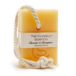 Clovelly Soap Co Natural Handmade Lavender & Lemongrass Shampoo Soap on a Rope Bar for Normal-oily Hair & Scalp 100g