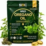 Wild Oregano Oil Capsules 6000mg 300 Softgels – 95% Carvacrol Formula with Black Seed Oil, Olive Leaf, Turmeric & Ginger – High Strength Herbal for Daily Immune, Digestive & Respiratory Support